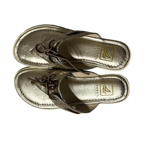 Sperry Saybrook Sandal Flip Flop Women's Size 8 Metallic Gold Excellent very gen - Picture 6 of 10